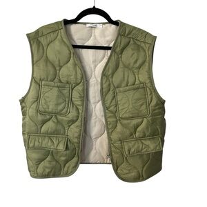 Talulah Women’s All Seasons Olive Quilted Zip Up Sleeveless Vest Size M GUC